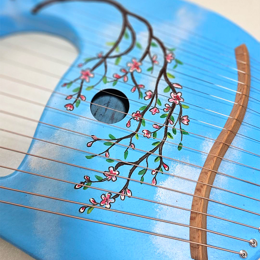  چنگ رومی بلوط مدل سرو طرح شکوفه بهاری 16 سیم 