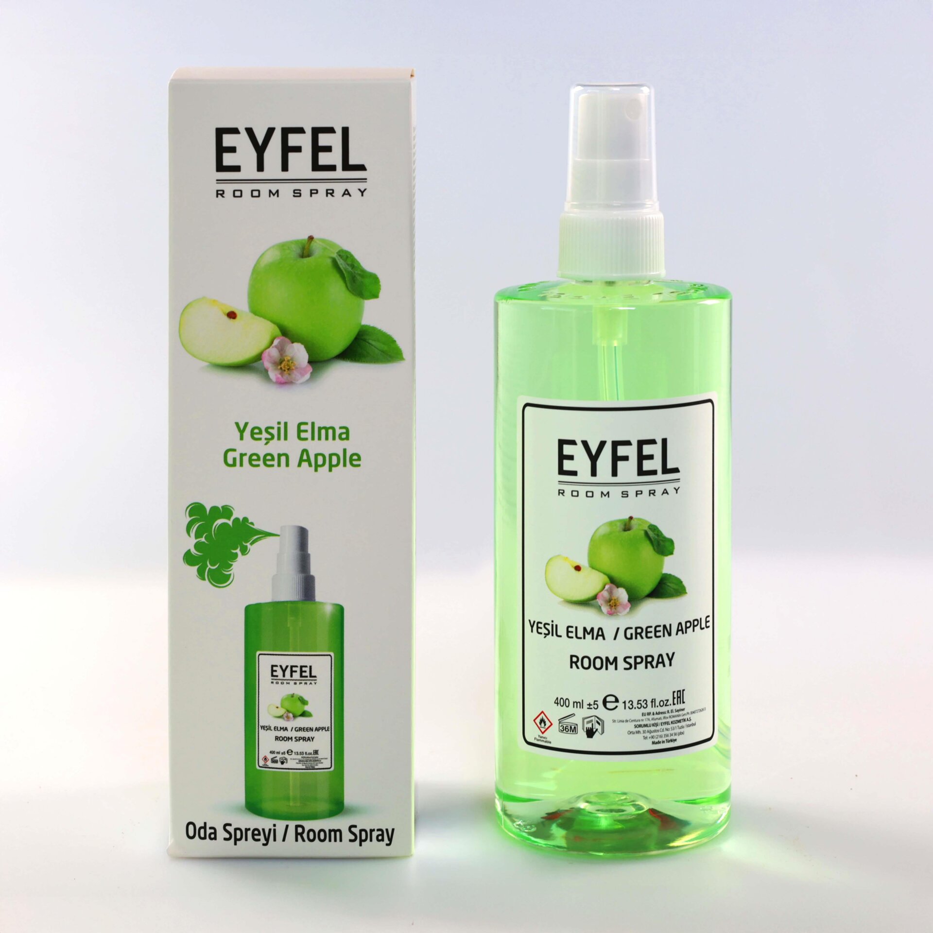  اسپری خوشبو کننده هوا ایفل اصل EYFEL مدل سیب سبز green apple حجم 400 میل 