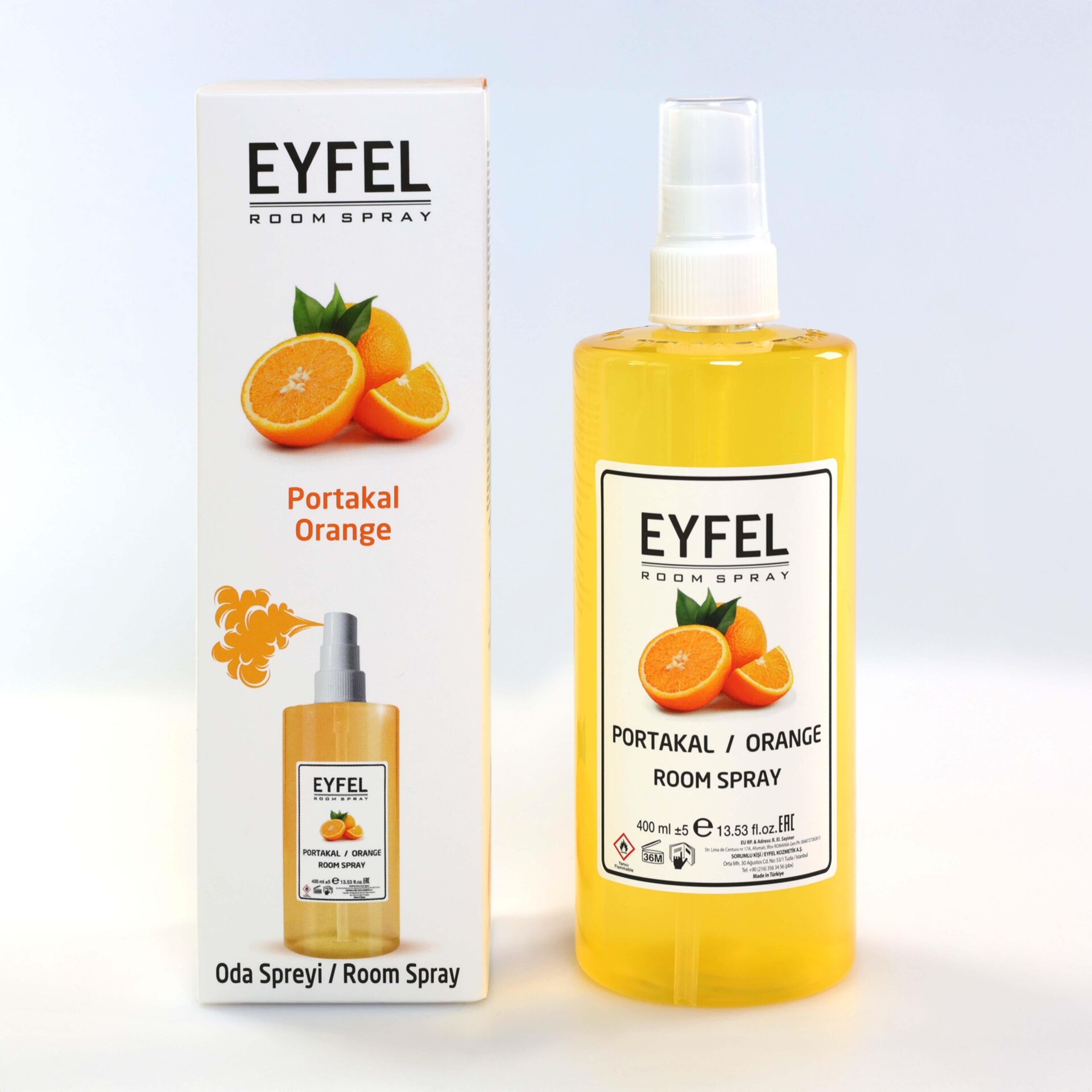  اسپری خوشبو کننده هوا ایفل اصل EYFEL مدل پرتقال orange حجم 400 میل 
