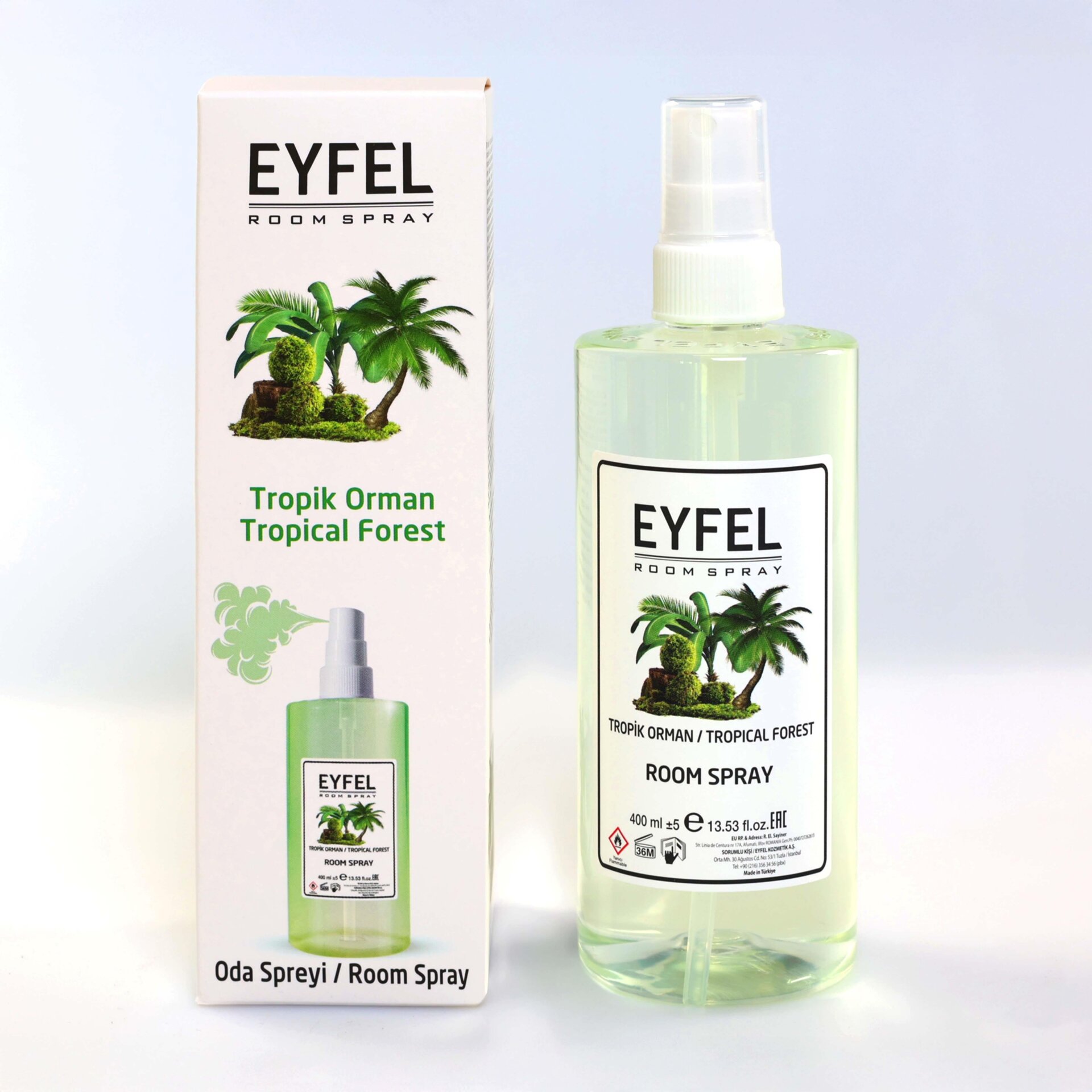  اسپری خوشبو کننده هوا ایفل اصل EYFEL مدل جنگل استوایی Tropical forest حجم 400 میل 