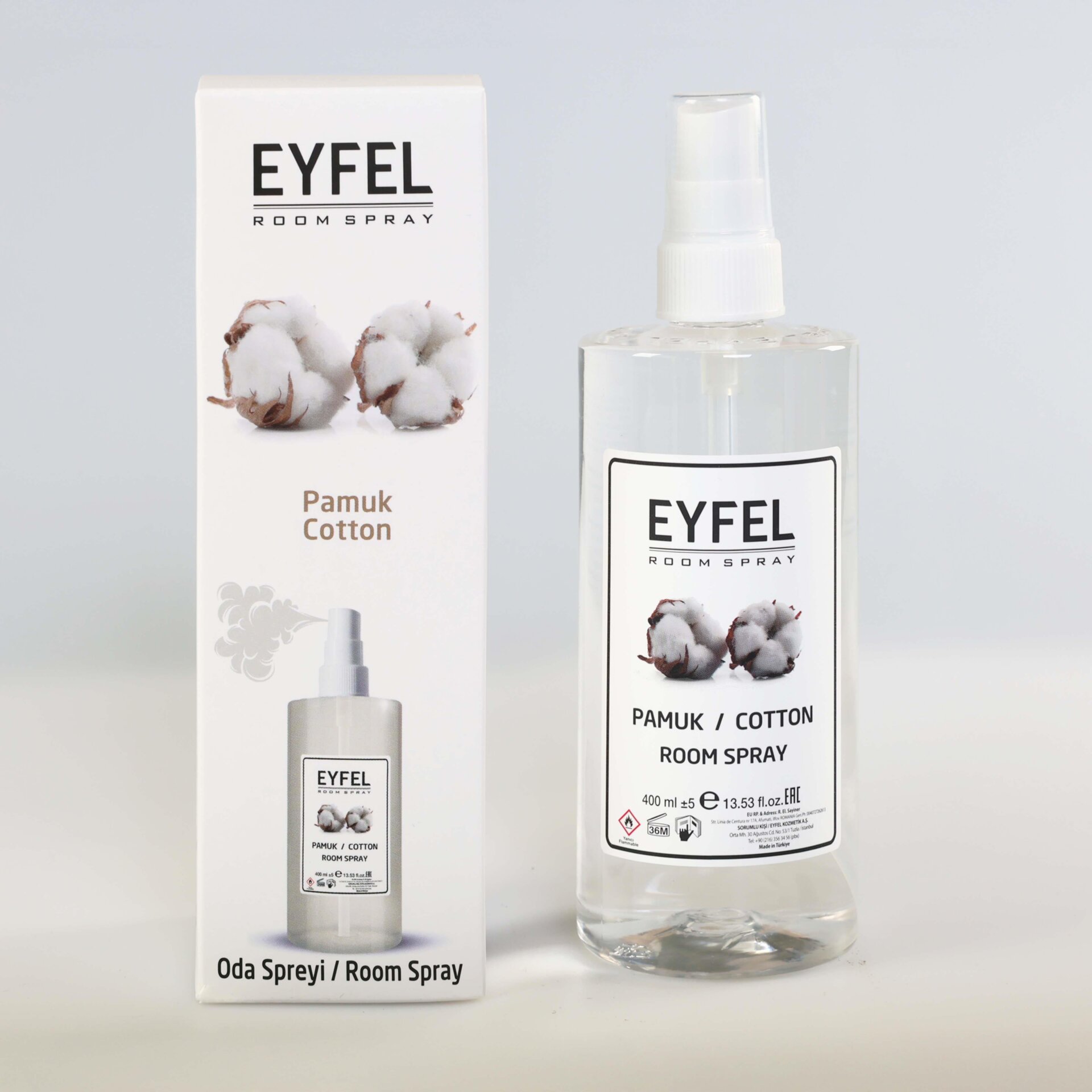 اسپری خوشبو کننده هوا ایفل اصل EYFEL مدل پنبه Cotton حجم 400 میل 