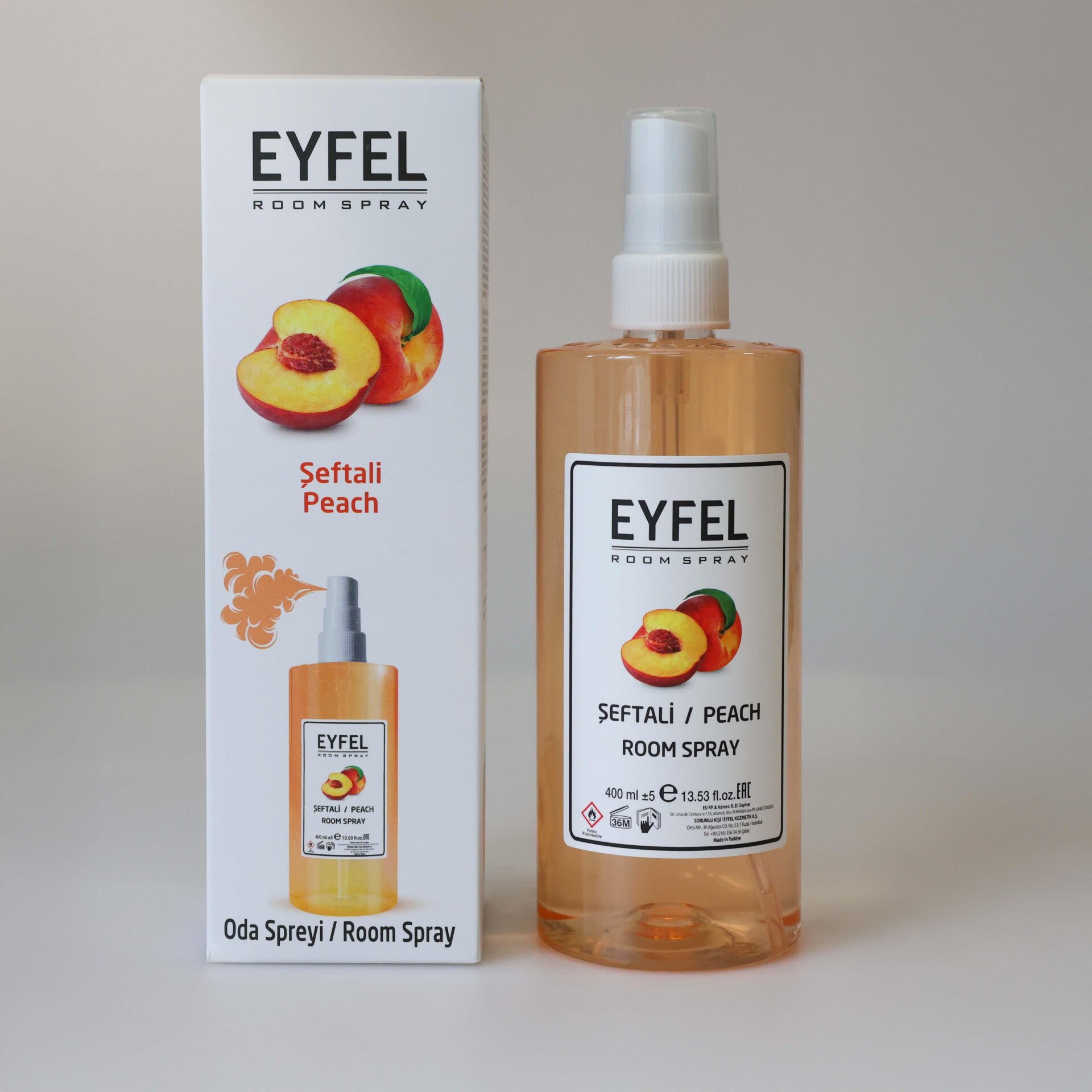  اسپری خوشبو کننده هوا ایفل اصل EYFEL مدل هلو peach حجم 400 میل 