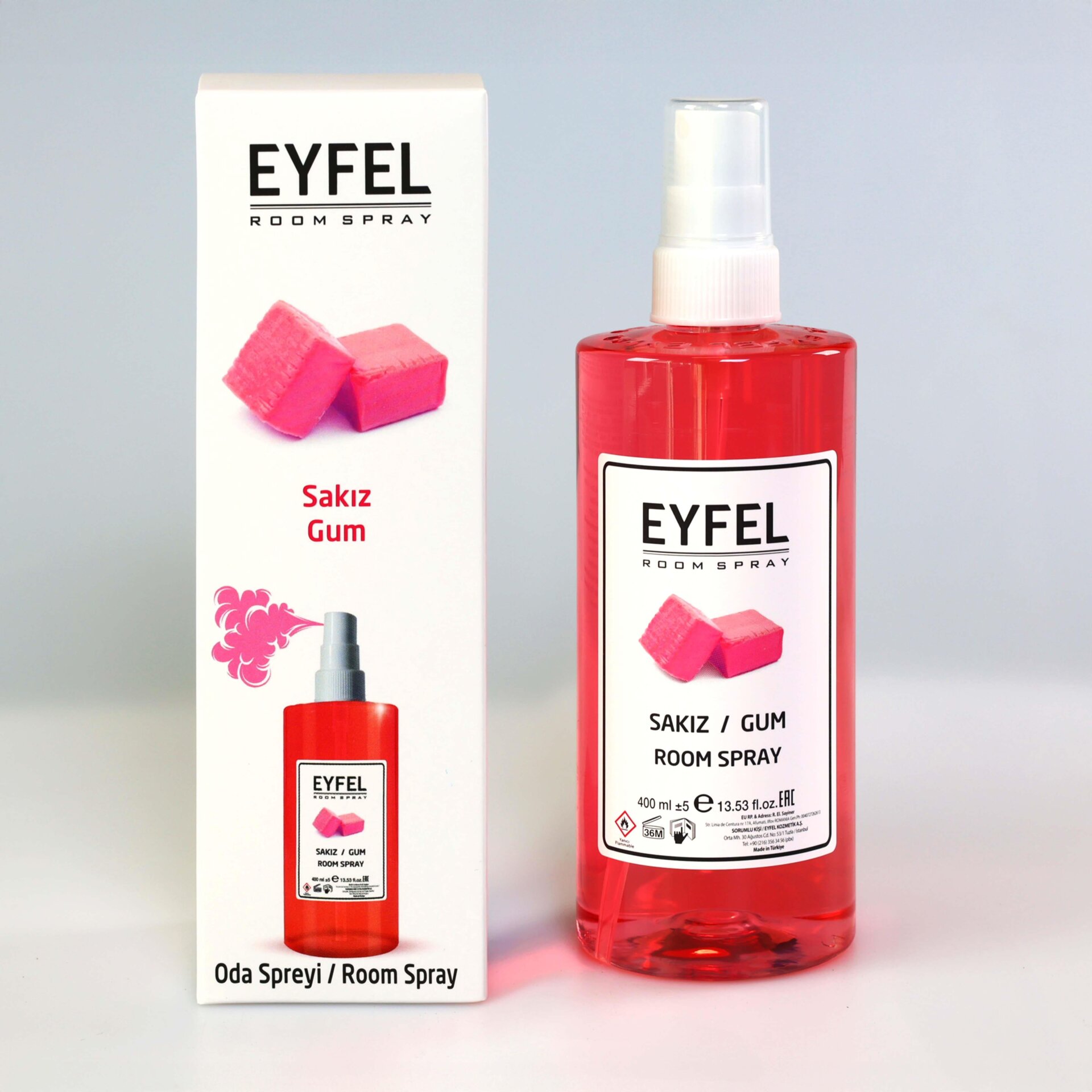  اسپری خوشبو کننده هوا ایفل اصل EYFEL مدل آدامس gum حجم 400 میل 