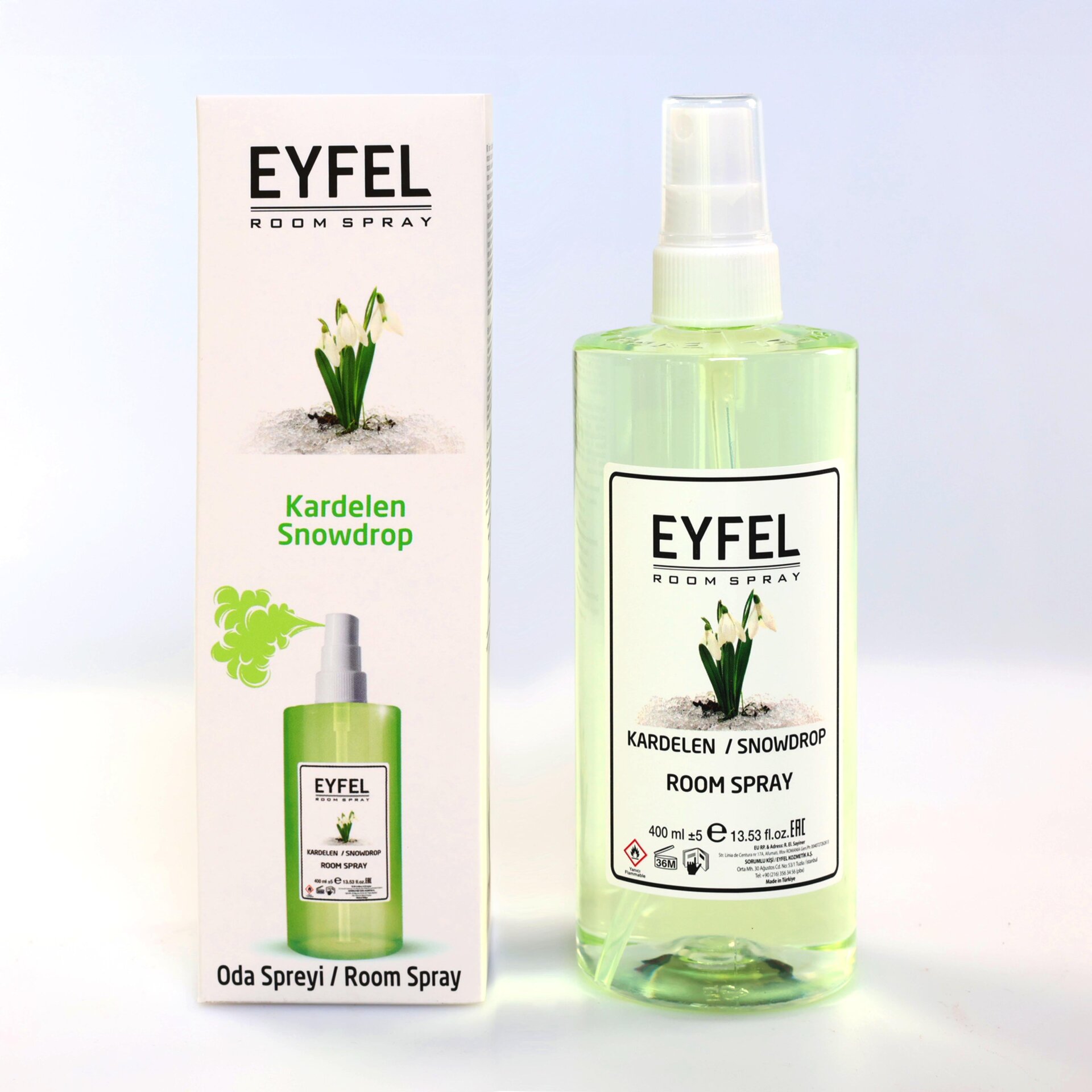  اسپری خوشبو کننده هوا ایفل اصل EYFEL مدل گل یخ snowdrop حجم 400 میل 