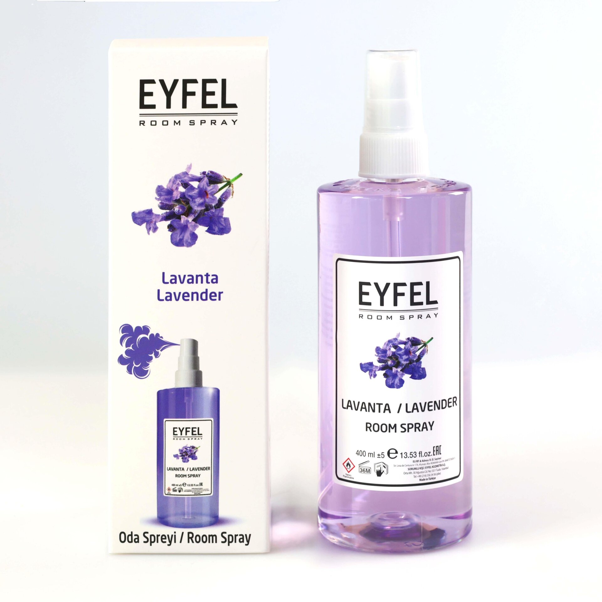  اسپری خوشبو کننده هوا ایفل اصل EYFEL مدل لوندر اوسطوخودوس lavender حجم 400 میل 