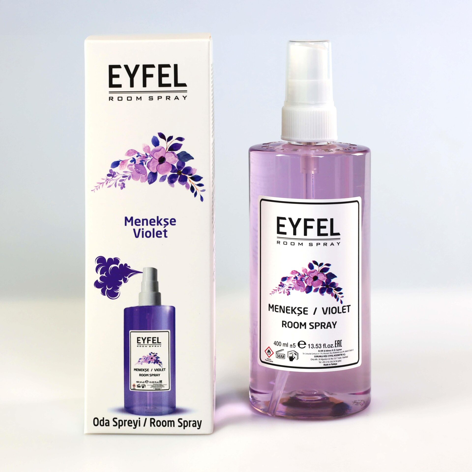  اسپری خوشبو کننده هوا ایفل اصل EYFEL مدل گل بنفشه violet حجم 400 میل 