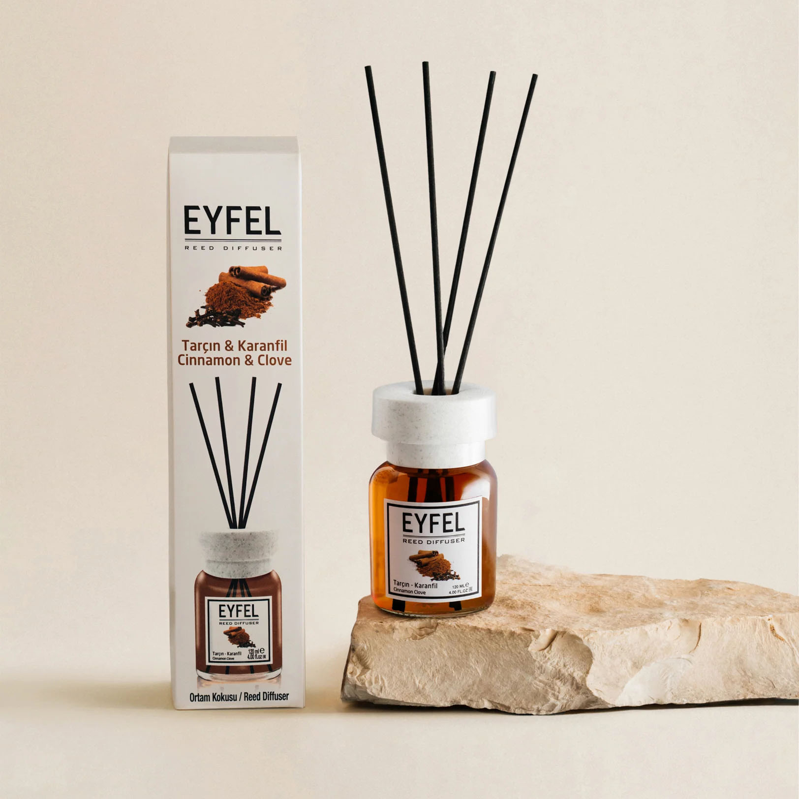  خوشبو کننده هوا ایفل اصل EYFEL مدل دارچین و میخک cinnamon and clove حجم 120 میلی لیتر 