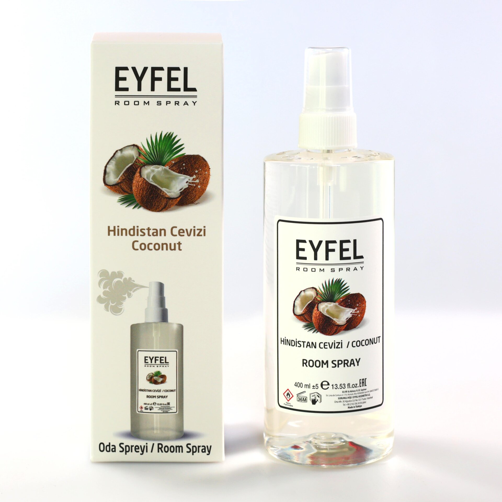  اسپری خوشبو کننده هوا ایفل اصل EYFEL مدل نارگیل coconut حجم 400 میل 