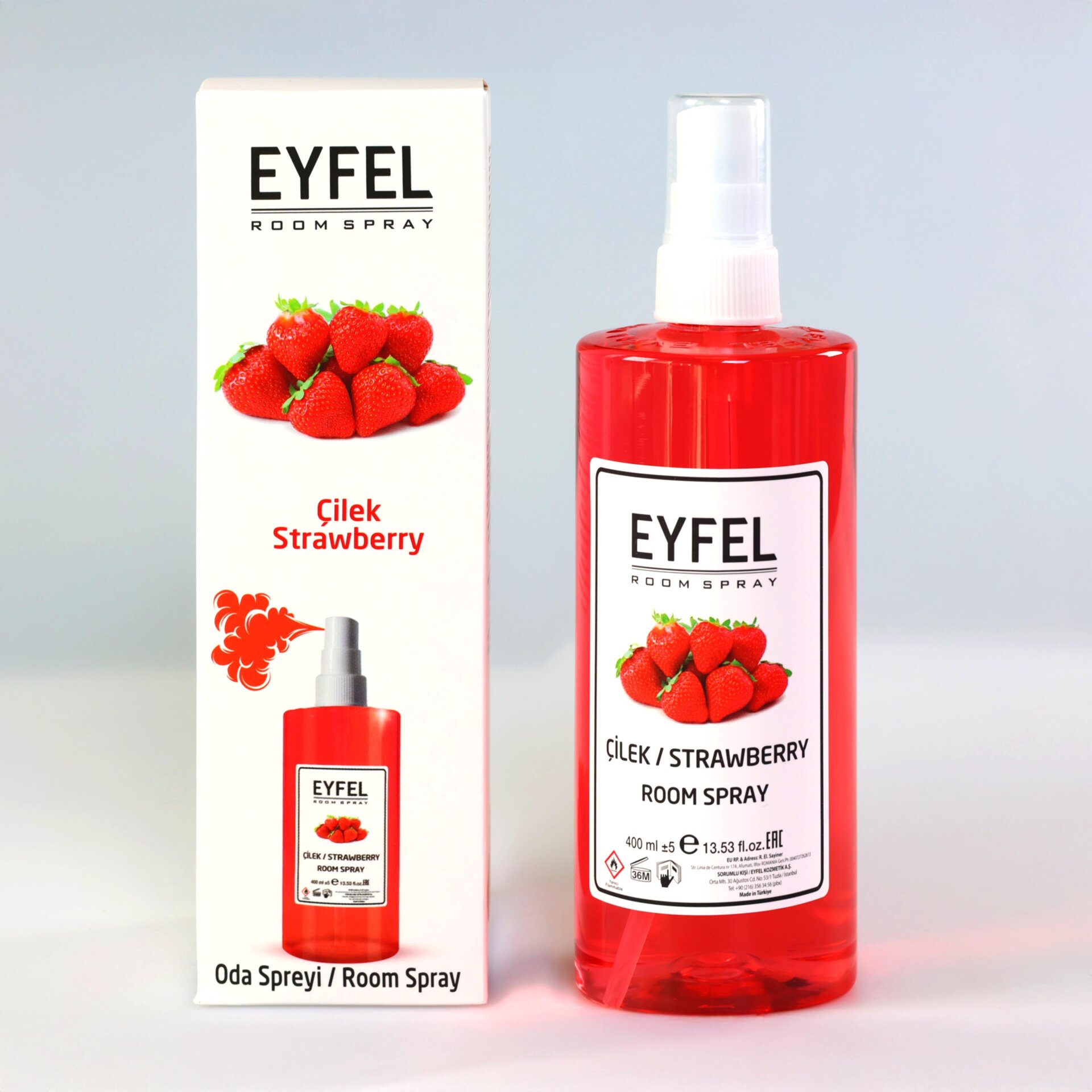  اسپری خوشبو کننده هوا ایفل اصل EYFEL مدل توت فرنگی Strawberries حجم 400 میل 