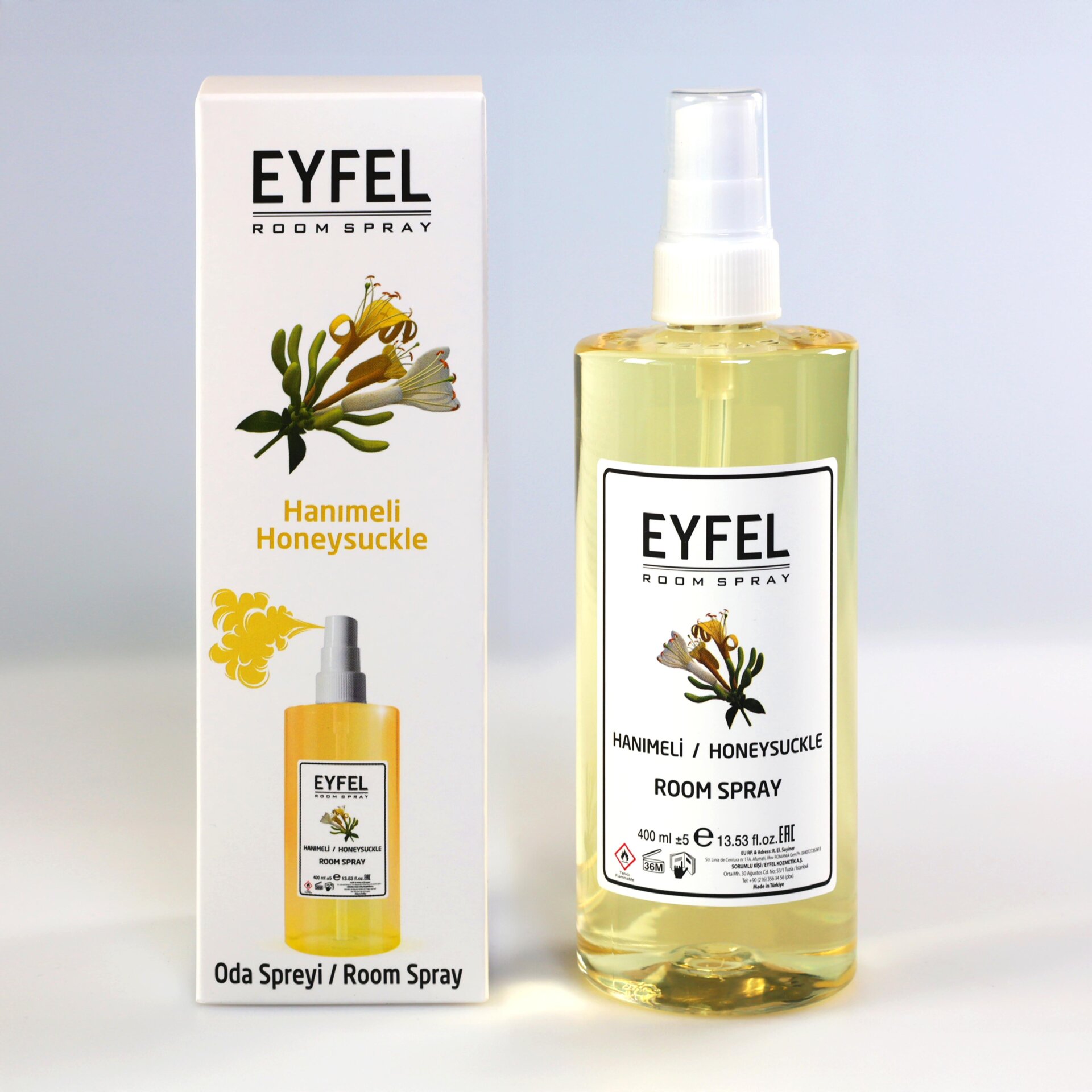  اسپری خوشبو کننده هوا ایفل اصل EYFEL مدل یاس امین الدوله Honeysuckle حجم 400 میل 