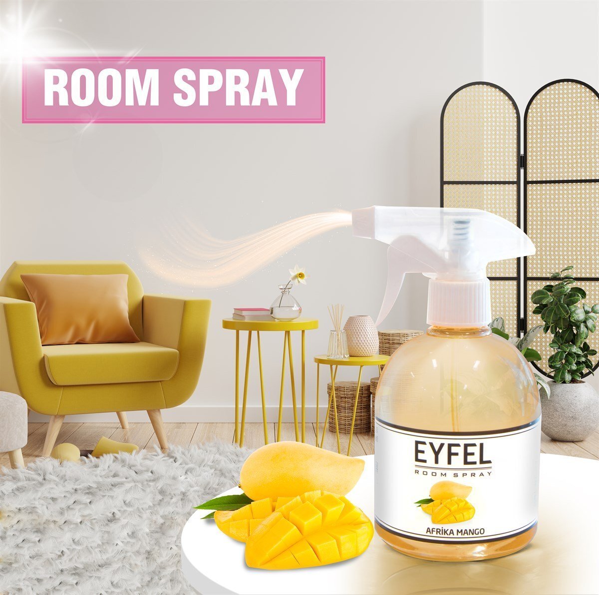  اسپری خوشبو کننده هوا ایفل اصل EYFEL مدل انبه آفریقایی african mango حجم 500 میلی لیتر 