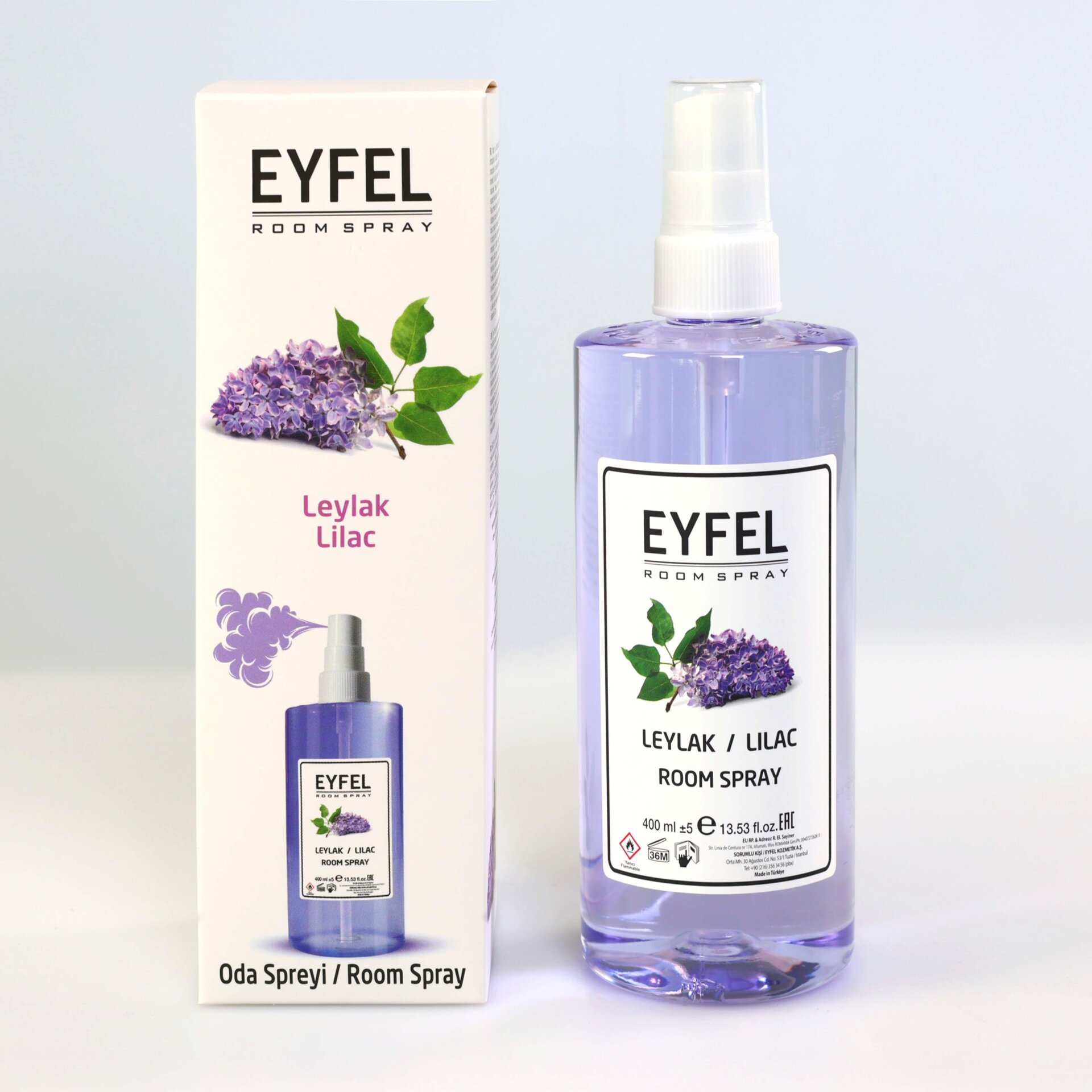 اسپری خوشبو کننده هوا ایفل اصل EYFEL مدل یاس بنفش lilac حجم 400 میل 